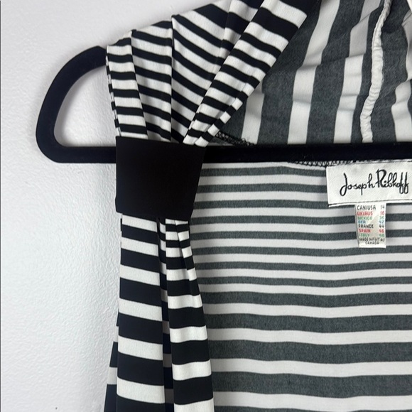 Joseph Ribkoff Monochrome Striped Sleeveless Open Cardigan Size 14 - Picture 8 of 11